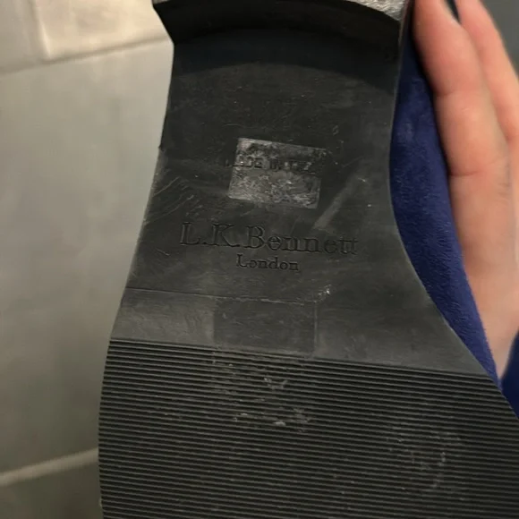 L.K Bennett half and half stretch knee boots in navy blue suede size 37 - Picture 4 of 6